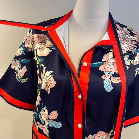 Short sleeves Floral Navy Dress size extra large - Picture 3 of 14